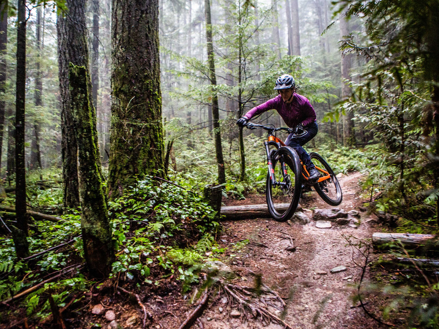 Christina Chappetta riding on wet terrain