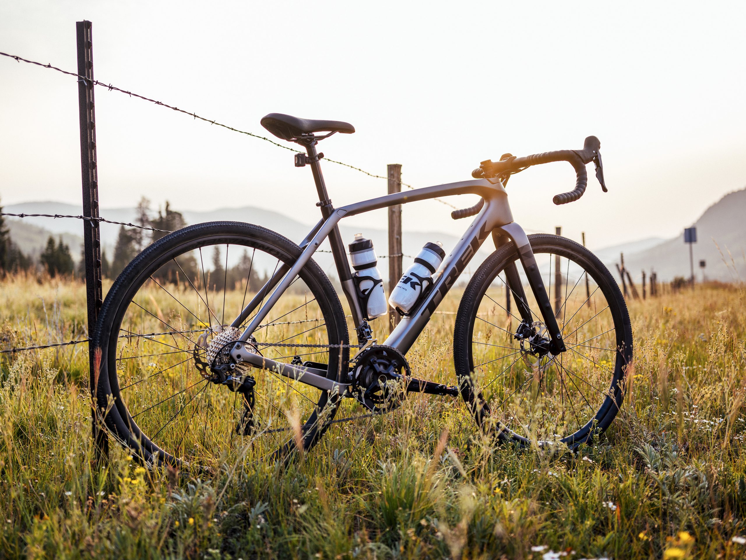 Trek Checkpoint leaned up against a fence