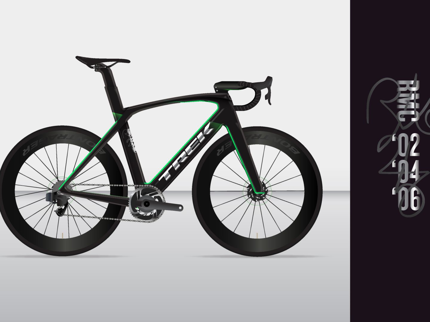 Arte conceitual da bicicleta para criar a P1 Ultimate Madone de Robbie.